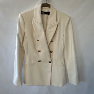 Zara Double Breasted Blazer - White